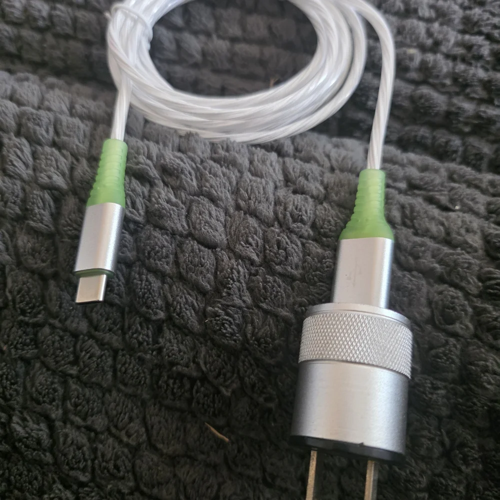 USB-C Charging Cable with Silver and Green Accents